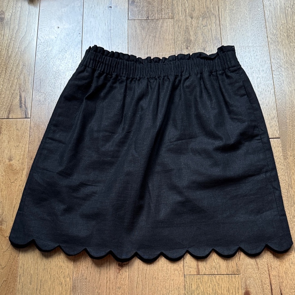 Black Mini Skirt with Scalloped Hem